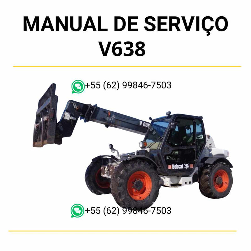 Manual de serviço Bobcat V638 VersaHANDLER em PDF com instruções técnicas completas, ilustrações detalhadas e guia de manutenção preventiva
