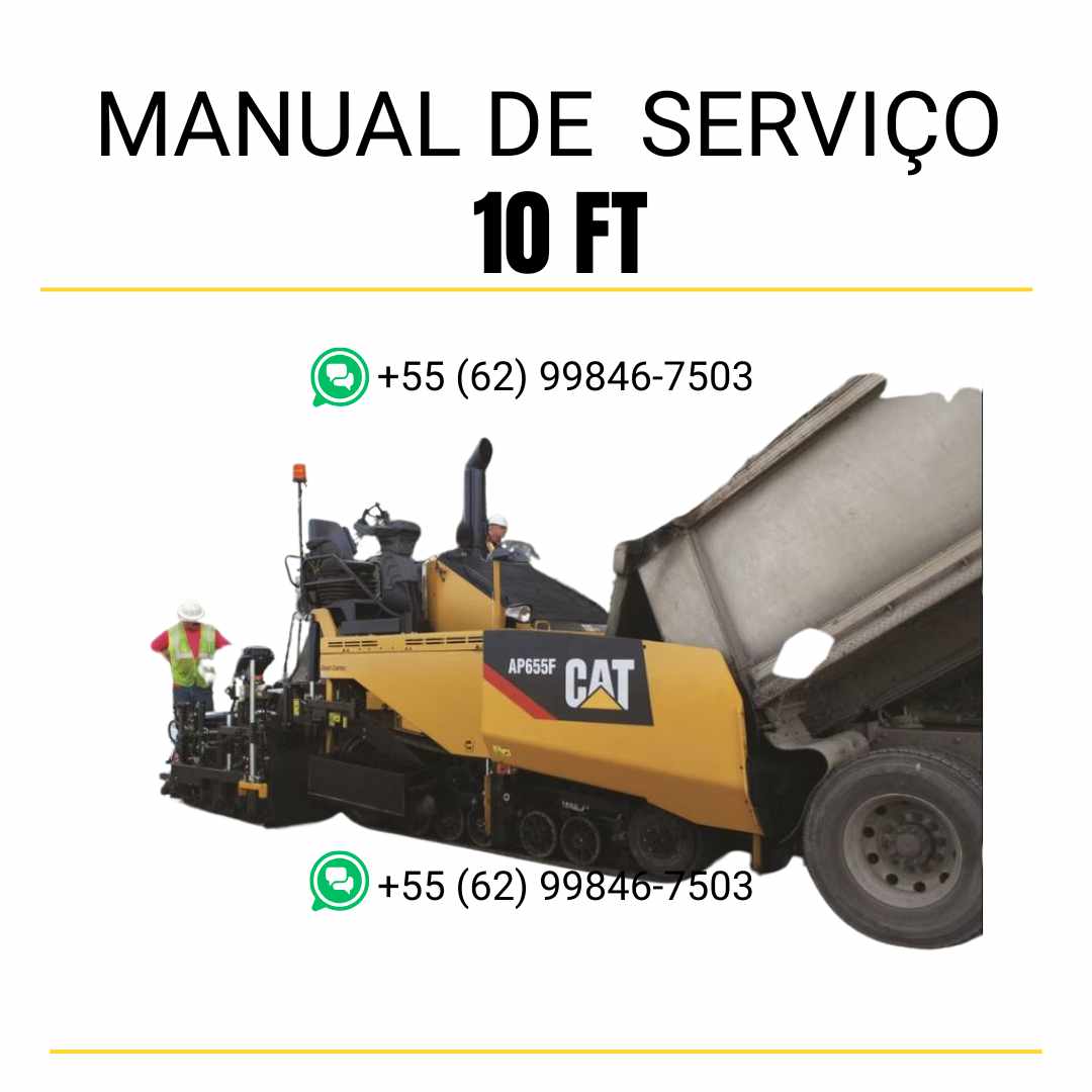 Manual de serviço em PDF da pavimentadora de asfalto Caterpillar 10 FT, com instruções técnicas detalhadas para manutenção e reparo
