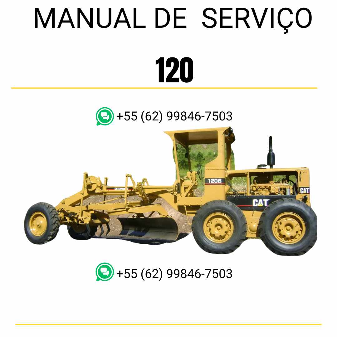 Manual de serviço em PDF da motoniveladora Caterpillar 120, em português, com instruções detalhadas para diagnóstico e manutenção técnica