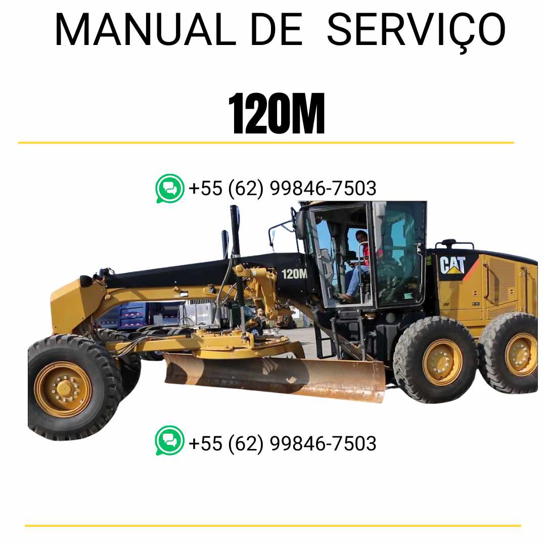 Manual de serviço Caterpillar 120M motoniveladora em PDF, com instruções detalhadas em português para manutenção e reparo.
