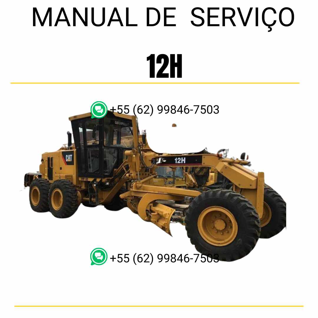 Manual de serviço Caterpillar 12H motoniveladora em PDF, com orientações detalhadas em português para manutenção e reparo.
