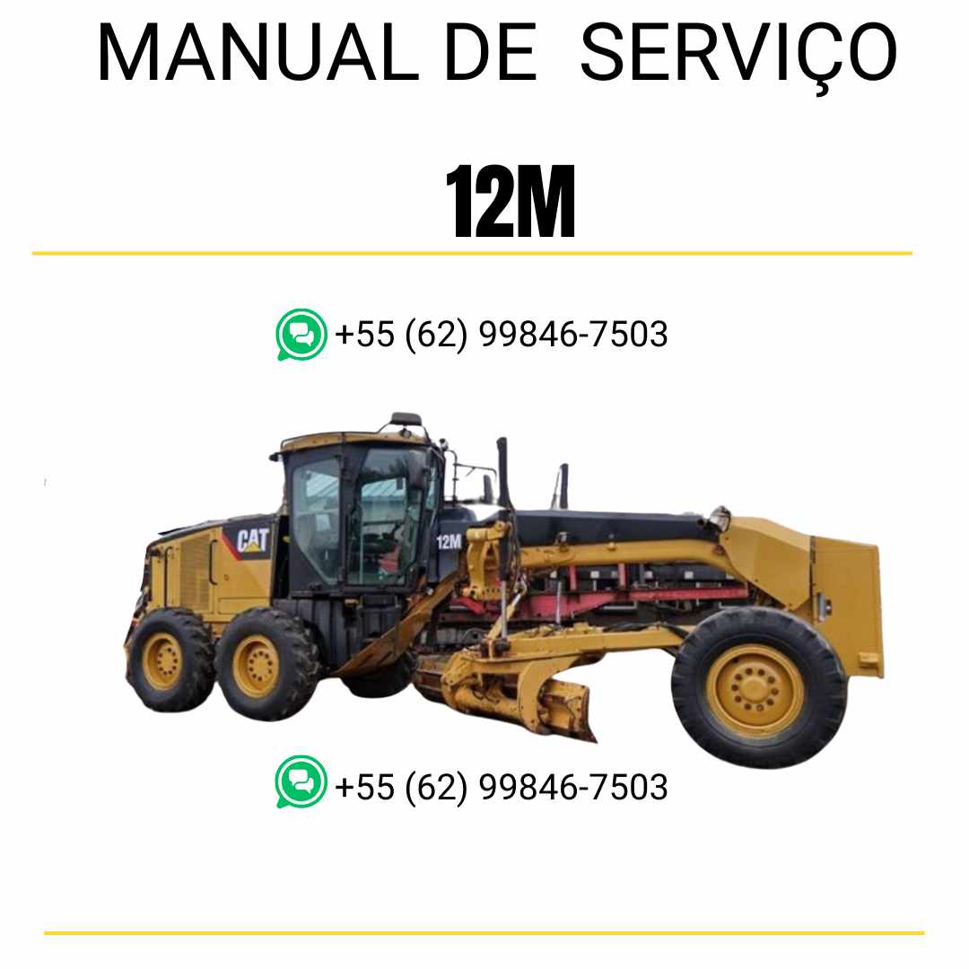 Manual de serviço Caterpillar 12M motoniveladora em PDF, com detalhes técnicos em português para manutenção e reparo.
