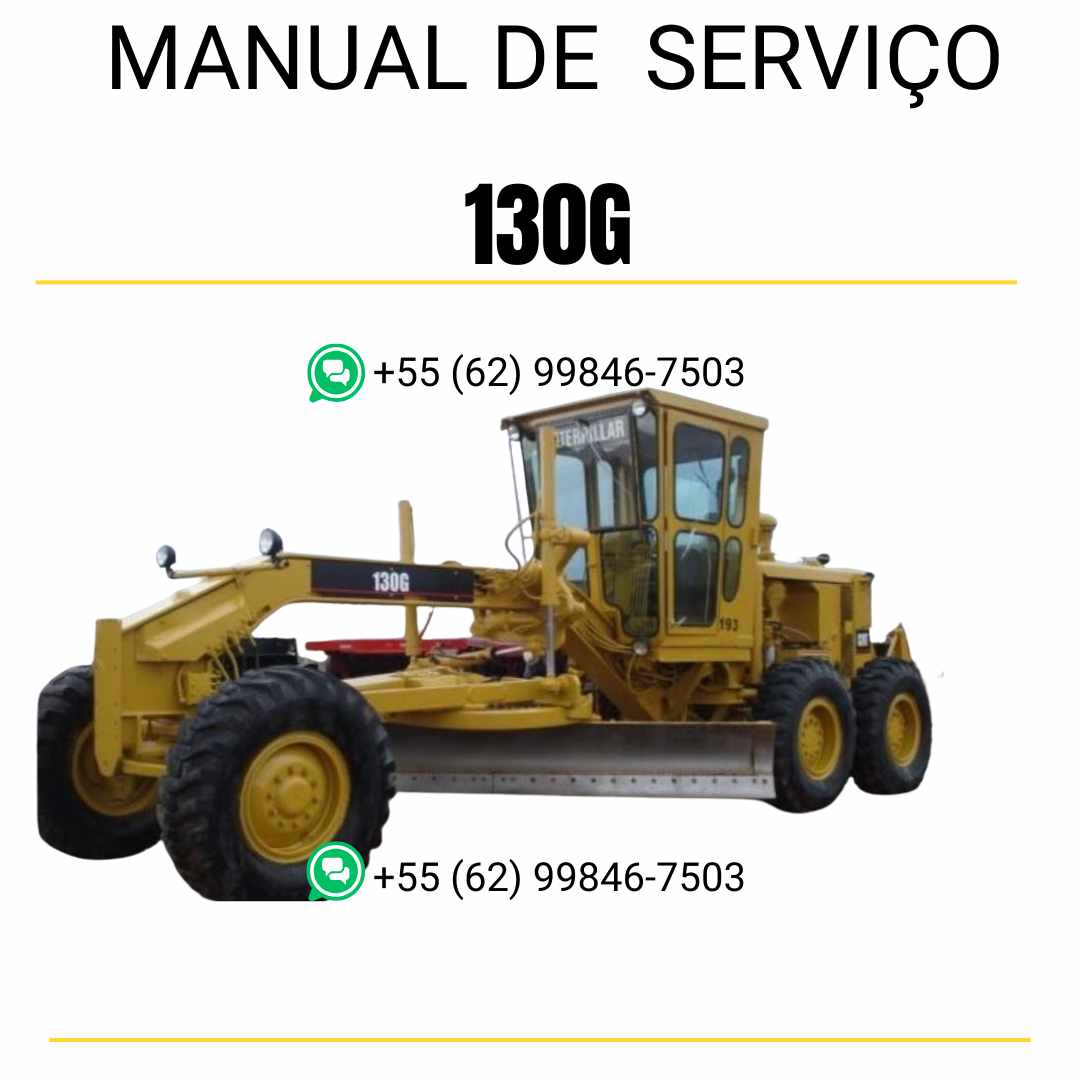 Manual de serviço Caterpillar 130G motoniveladora em PDF, com orientações em português para manutenção e reparo.
