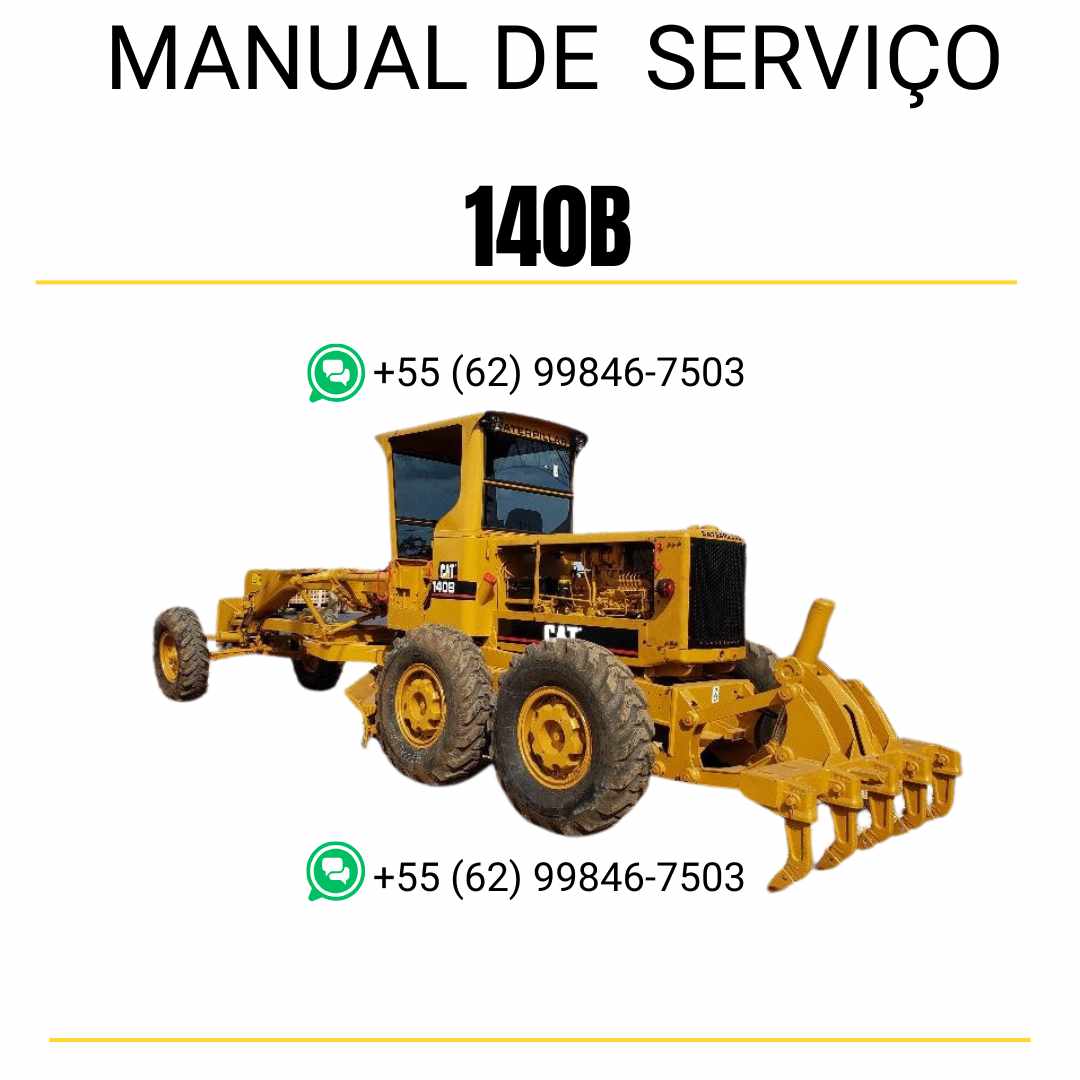 Manual de serviço Caterpillar 140B motoniveladora em PDF, com orientações detalhadas em português para manutenção e reparo.

