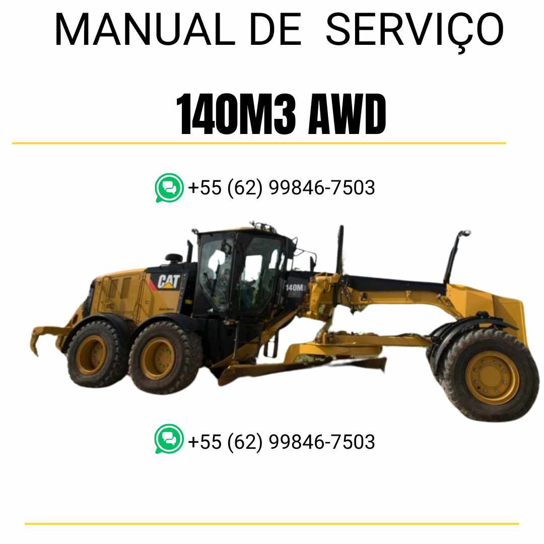 Manual de serviço Caterpillar 140M3 AWD motoniveladora em PDF, com instruções detalhadas em português para manutenção e reparo.
