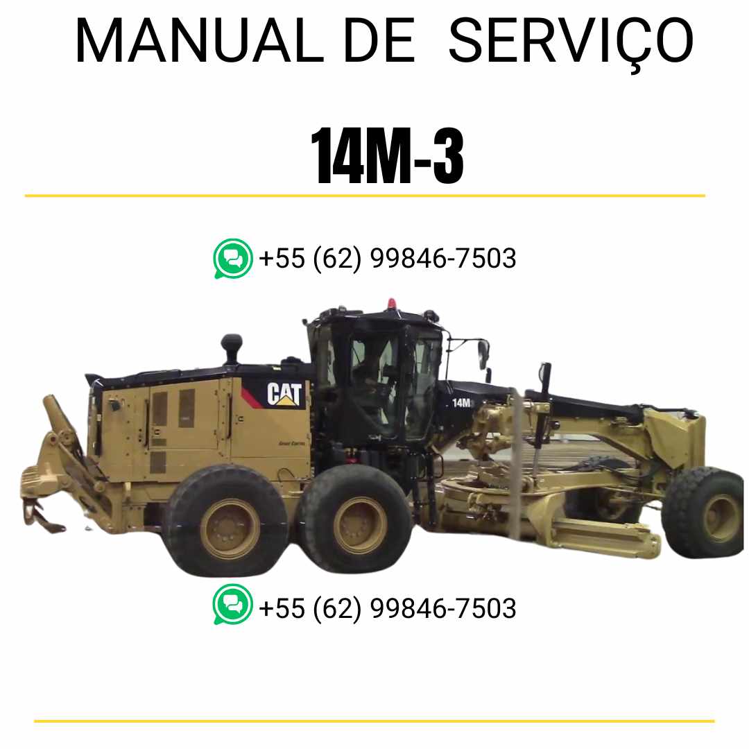 Manual de serviço CATERPILLAR 14M-3 para motoniveladora, em PDF, no idioma inglês, com instruções detalhadas sobre manutenção e operação.