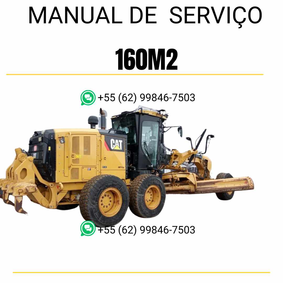 Manual de serviço CATERPILLAR 160M2 para motoniveladora, em PDF, no idioma português, com instruções detalhadas sobre operação e manutenção.
