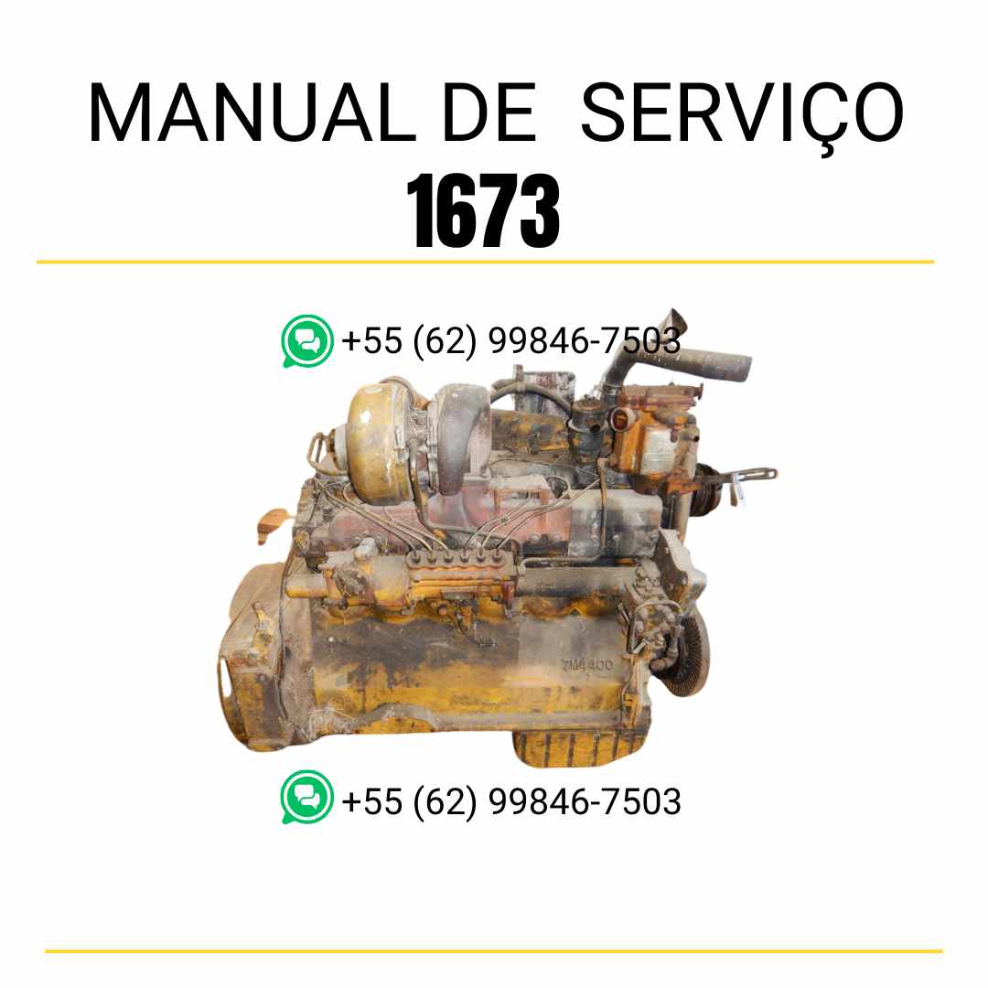 Manual de serviço em PDF do motor Caterpillar 1673 com guia técnico completo para manutenção preventiva, ilustrações e reparos detalhados