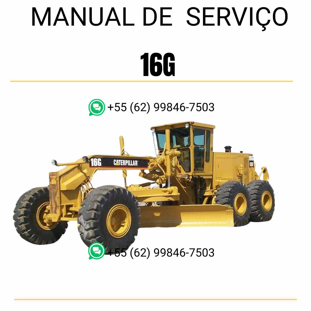 Manual de serviço CATERPILLAR 16G para motoniveladora, em PDF, no idioma português, com informações detalhadas sobre operação e manutenção.