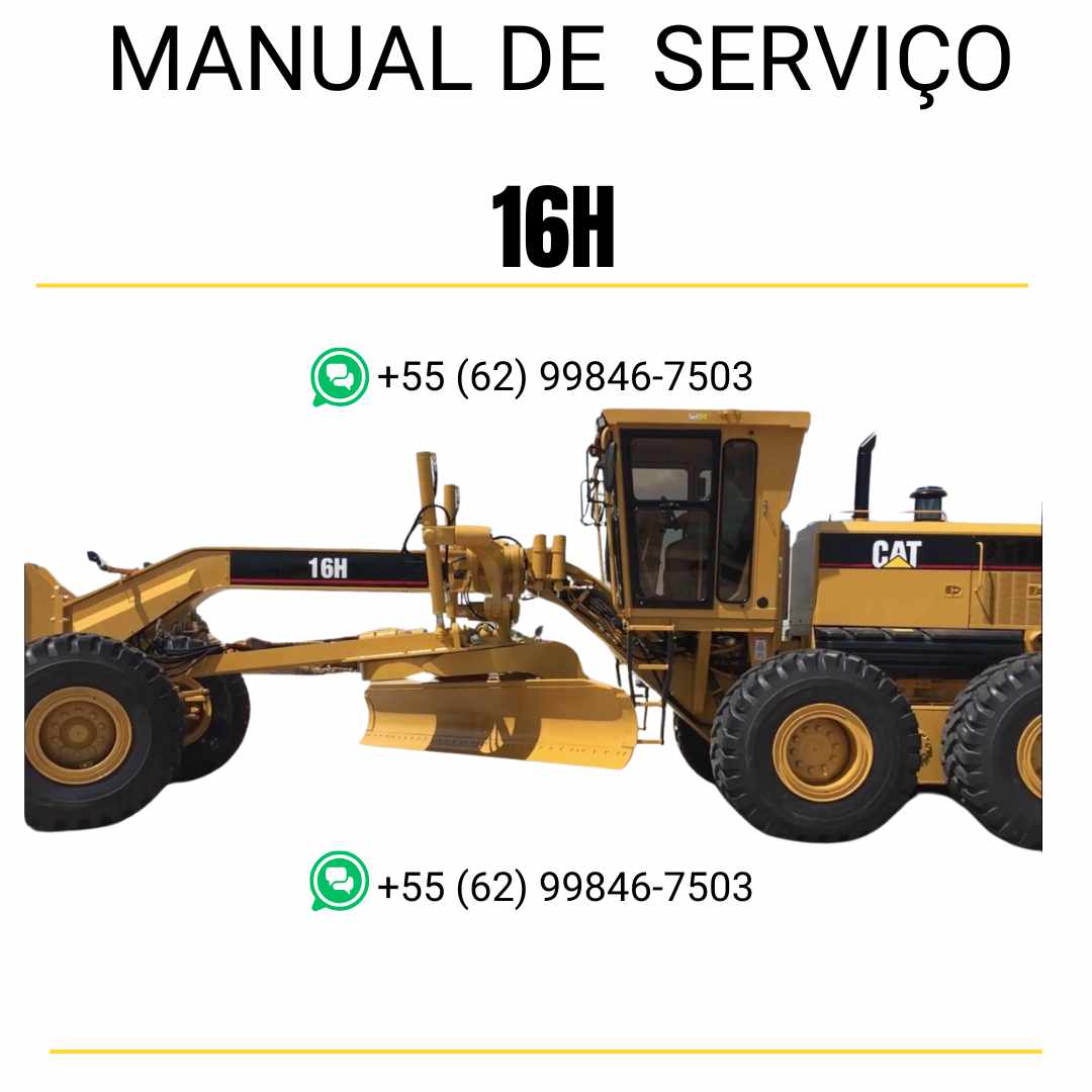 Manual de serviço CATERPILLAR 16H para motoniveladora, em PDF, no idioma inglês, com informações detalhadas sobre operação e manutenção.