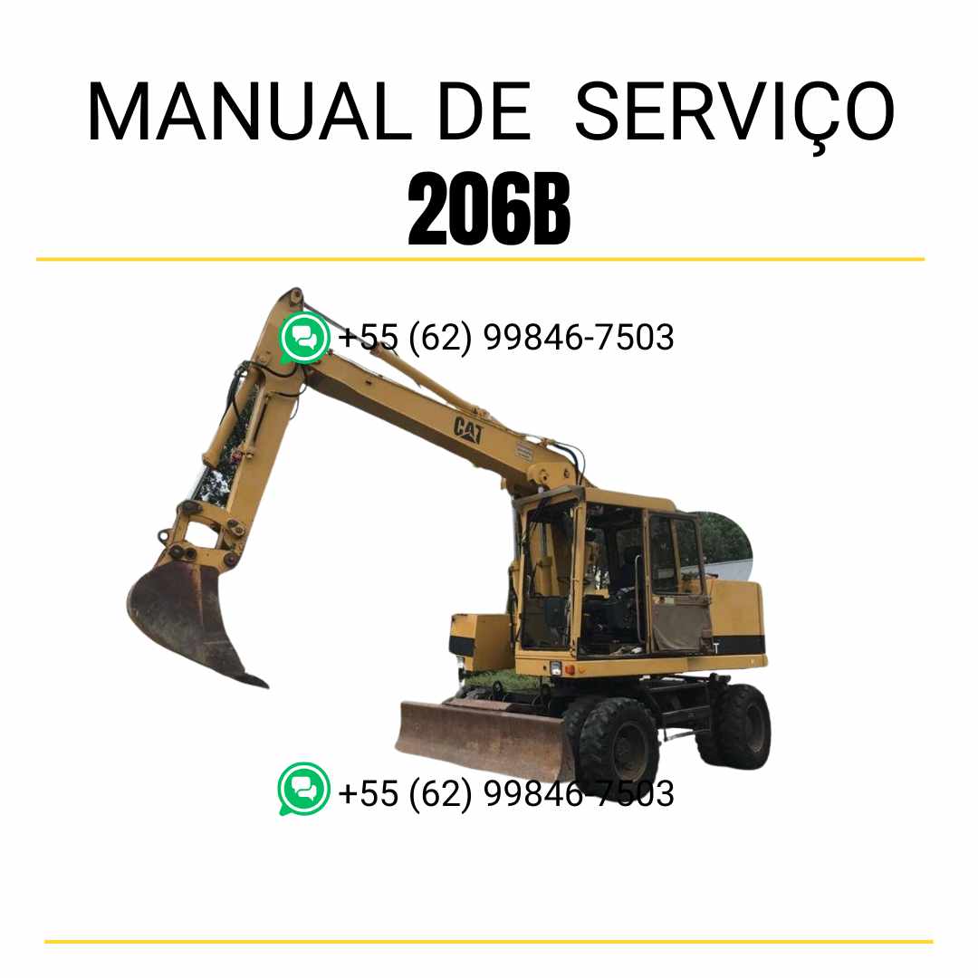 Manual de serviço CATERPILLAR 206B para escavadora, em PDF, no idioma inglês, com informações detalhadas sobre manutenção e operação.