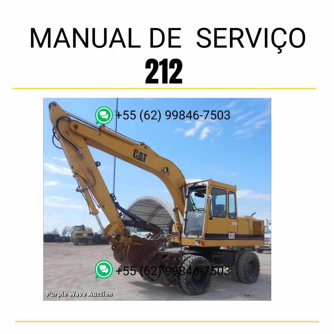 Manual de serviço CATERPILLAR 212 para escavadora, em PDF, no idioma português, com informações detalhadas sobre manutenção e operação.