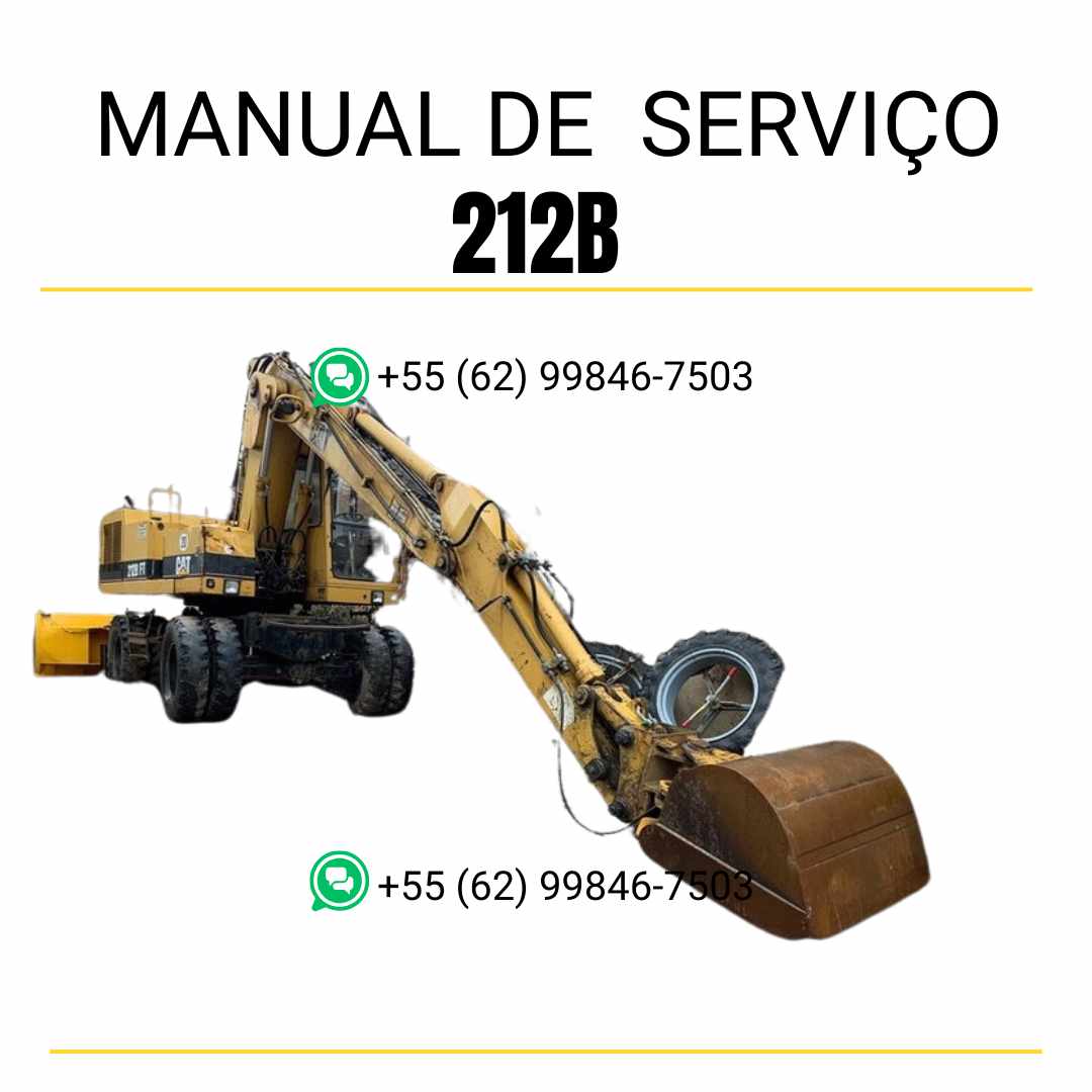 Manual de serviço CATERPILLAR 212B para escavadora, em PDF, no idioma português, com detalhes sobre manutenção e operação.