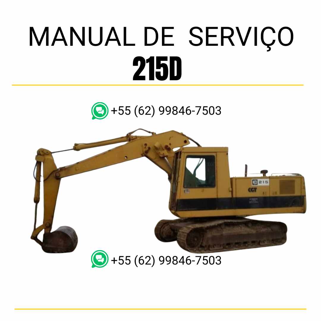 Manual de serviço CATERPILLAR 215D para escavadora, em PDF, no idioma português, com informações detalhadas sobre operação e manutenção.