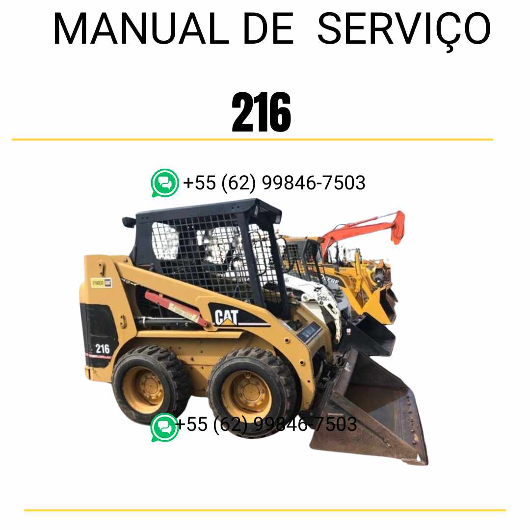 Manual de serviço CATERPILLAR 216 para mini carregadeira, em PDF, no idioma português, com informações detalhadas sobre operação e manutenção.