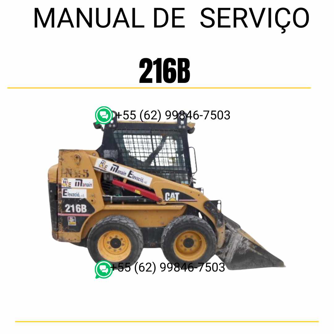 Manual de serviço CATERPILLAR 216B para mini carregadeira, em PDF, no idioma português, com informações detalhadas sobre operação e manutenção.