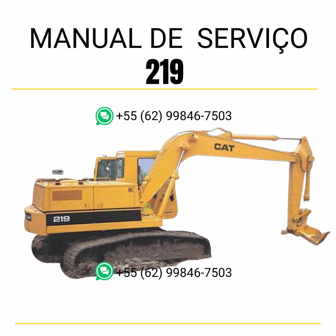 Manual de serviço CATERPILLAR 219 para escavadora, em PDF, no idioma português, com informações detalhadas sobre operação e manutenção.