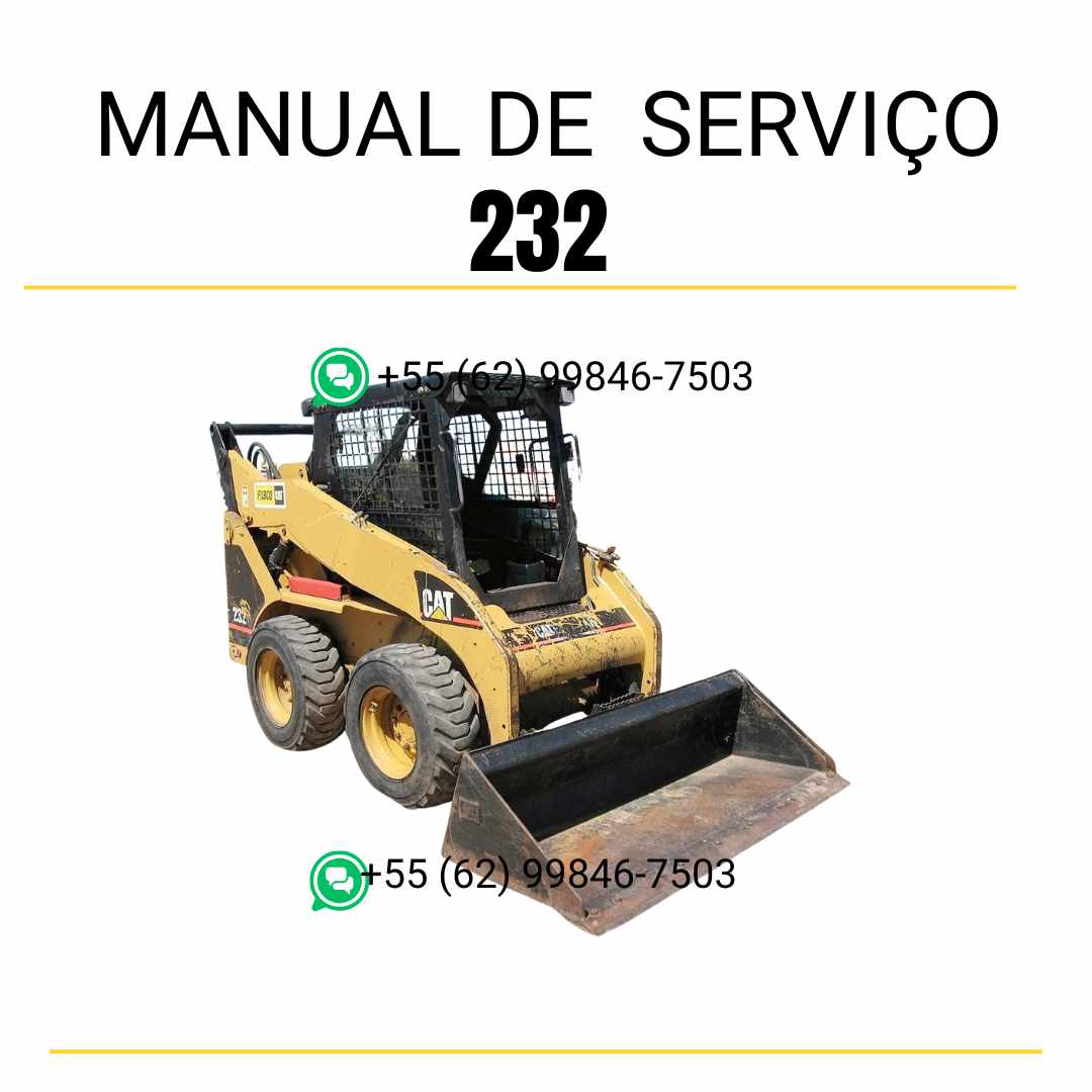 Manual de serviço CATERPILLAR 232 para mini carregadeira, em PDF, no idioma português, com informações detalhadas sobre operação e manutenção.