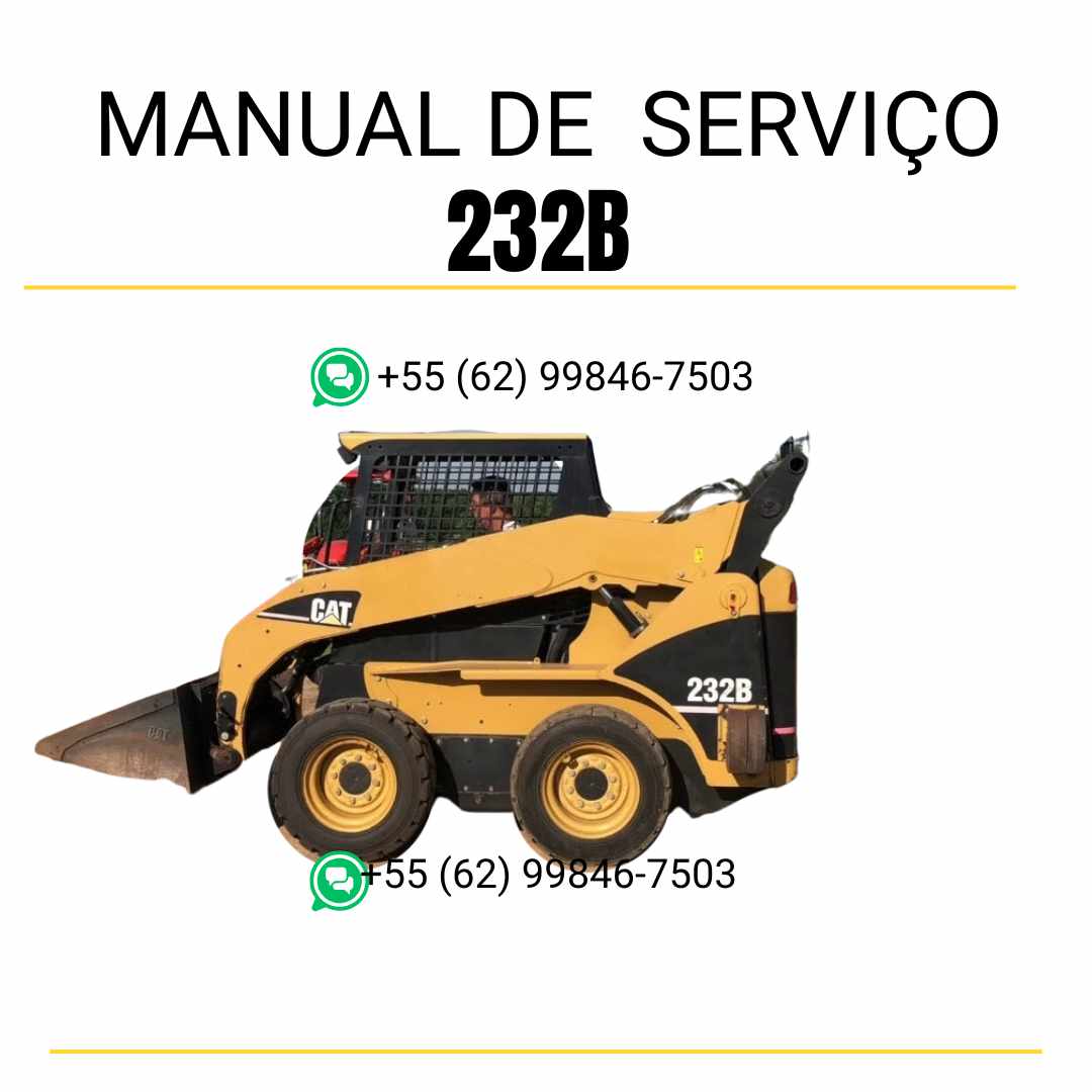 Manual de serviço CATERPILLAR 232B para mini carregadeira, em PDF, no idioma português, com informações detalhadas sobre operação e manutenção.