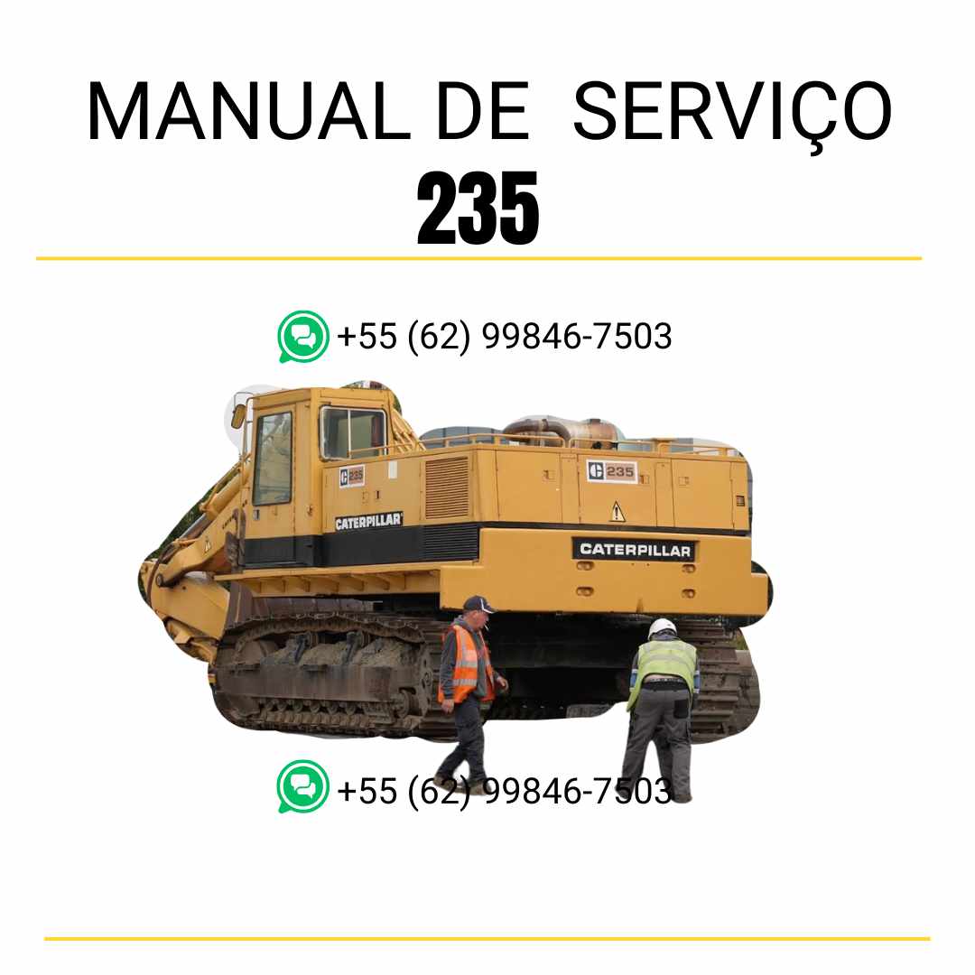 Manual de serviço CATERPILLAR 235 para escavadora, em PDF, no idioma português, com informações detalhadas sobre operação e manutenção.