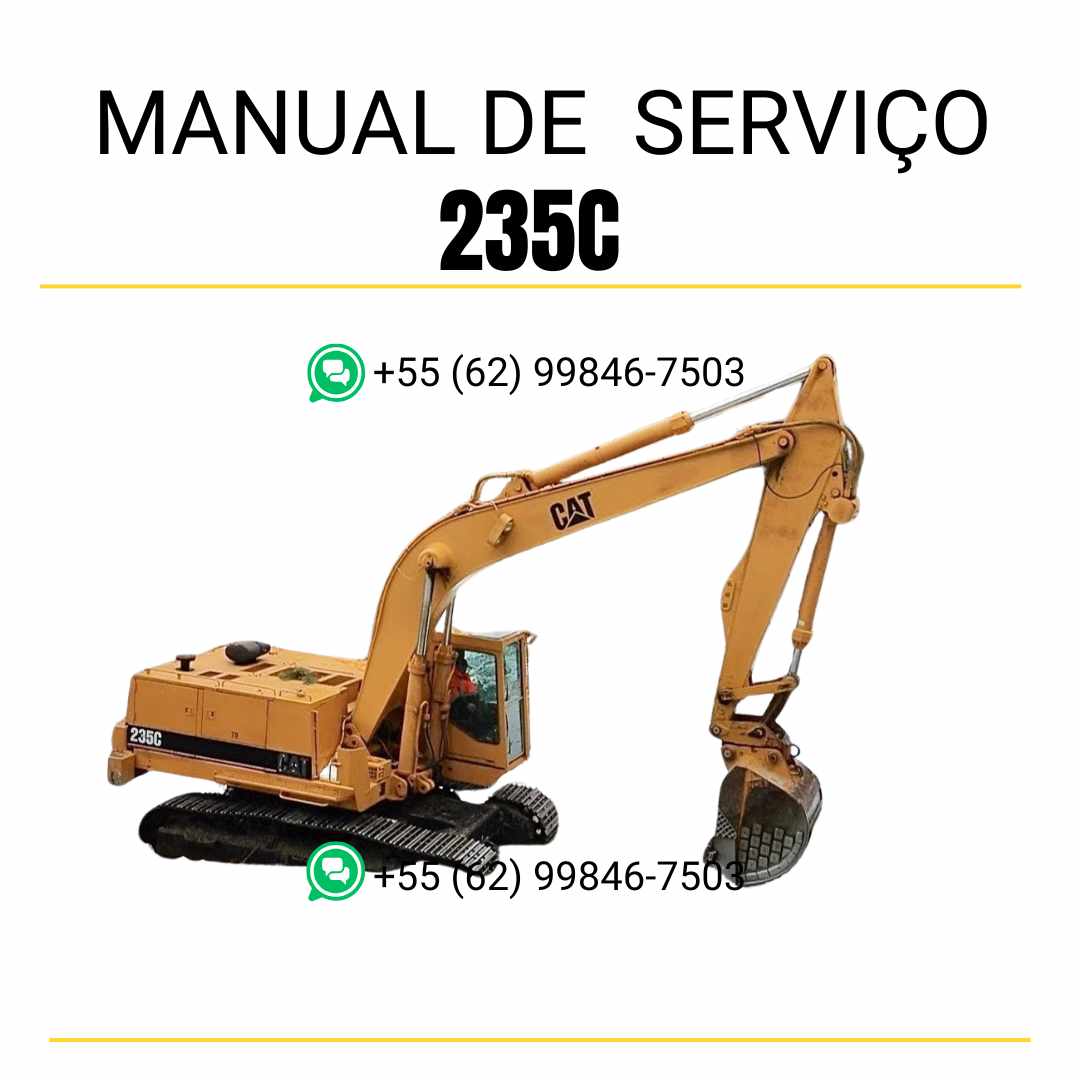 Manual de serviço CATERPILLAR 235C para escavadora, em PDF, no idioma português, com detalhes sobre operação e manutenção.
