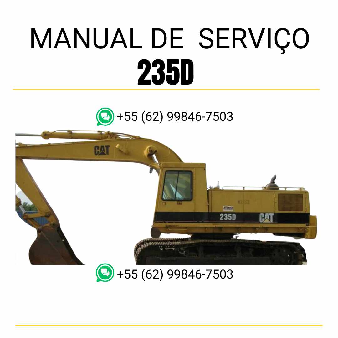 Manual de serviço CATERPILLAR 235D para escavadora, em PDF, no idioma português, com informações detalhadas sobre operação e manutenção.
