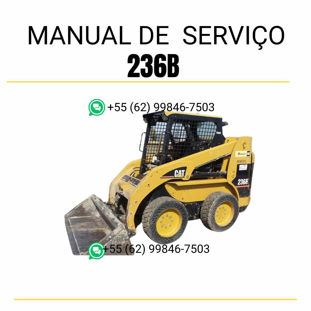 Manual de serviço CATERPILLAR 236B para mini carregadeira, em PDF, no idioma português, com informações detalhadas sobre operação e manutenção.