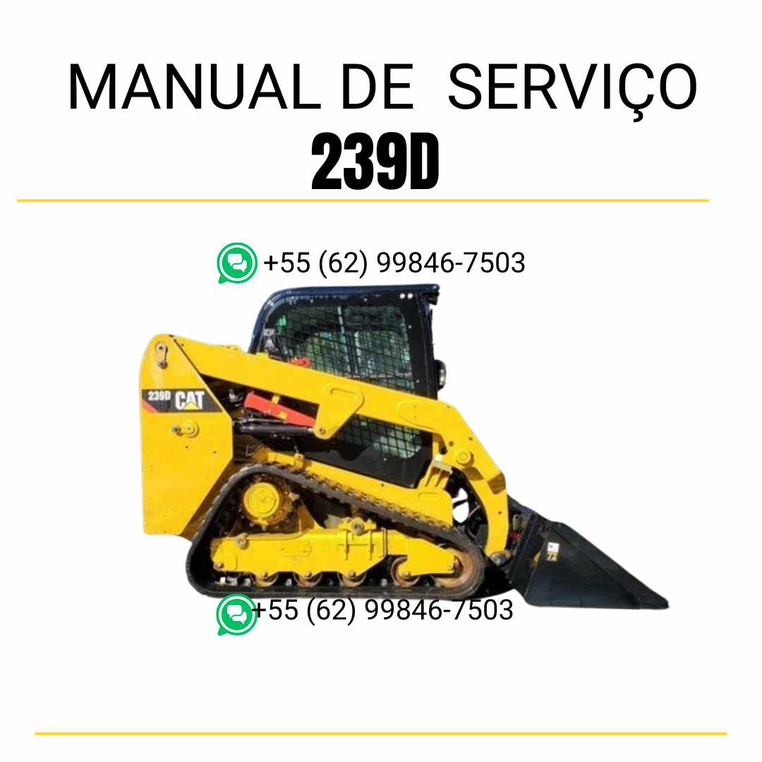 Manual de serviço CATERPILLAR 239D para mini carregadeira compacta, em PDF, no idioma português, com informações detalhadas sobre operação e manutenção.