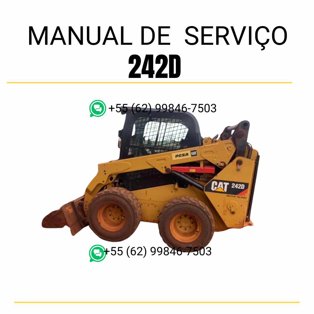 Manual de serviço CATERPILLAR 242D para mini carregadeira, com informações detalhadas sobre operação e manutenção.