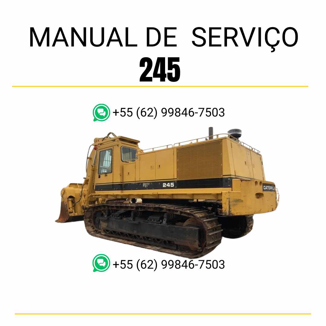 Manual de serviço CATERPILLAR 245 para escavadora, com informações detalhadas sobre operação e manutenção.