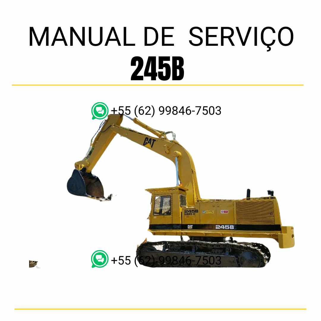 Manual de serviço CATERPILLAR 245B para escavadora, com informações detalhadas sobre operação e manutenção.