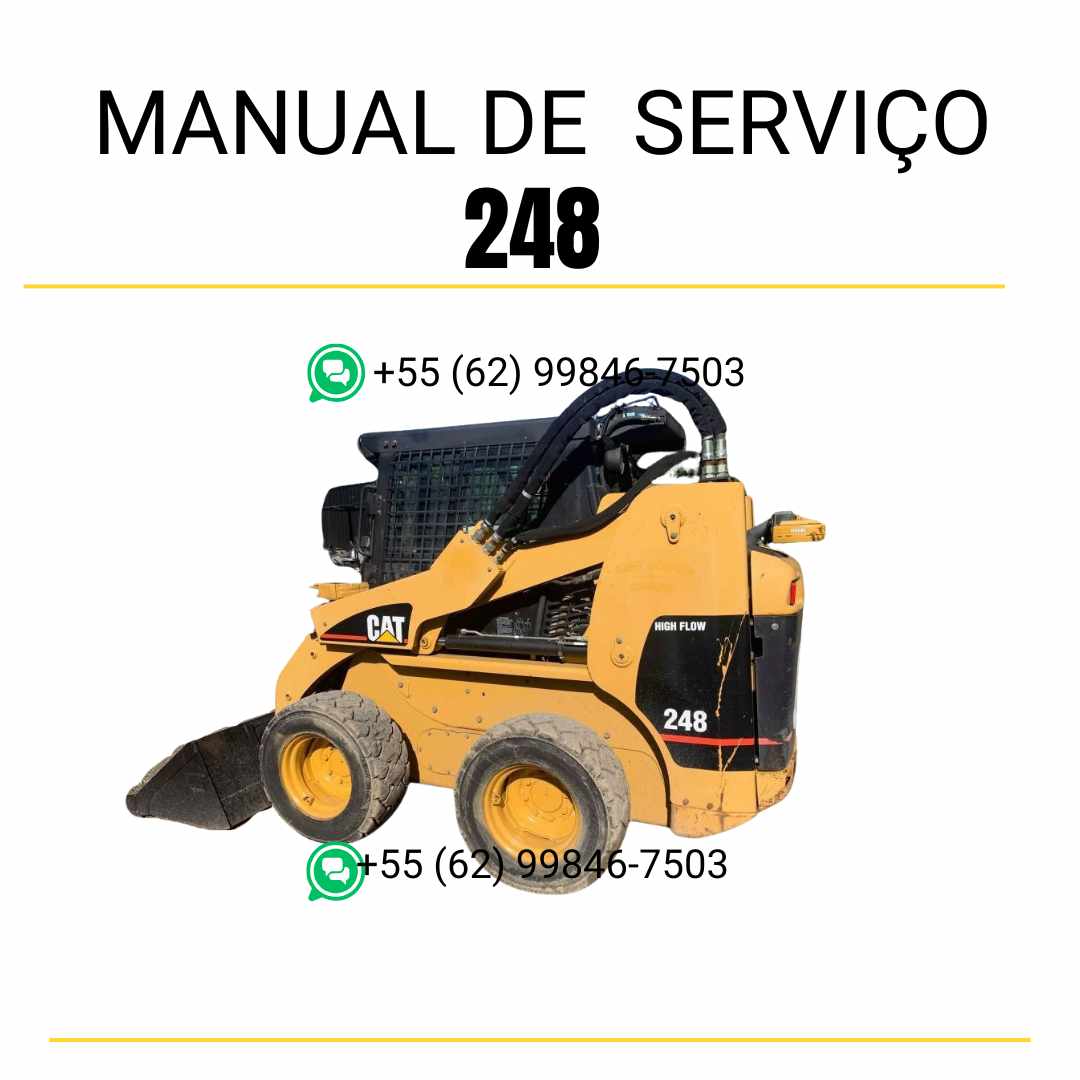Manual de serviço CATERPILLAR 248 para mini carregadeira, PDF completo em português com instruções detalhadas.
