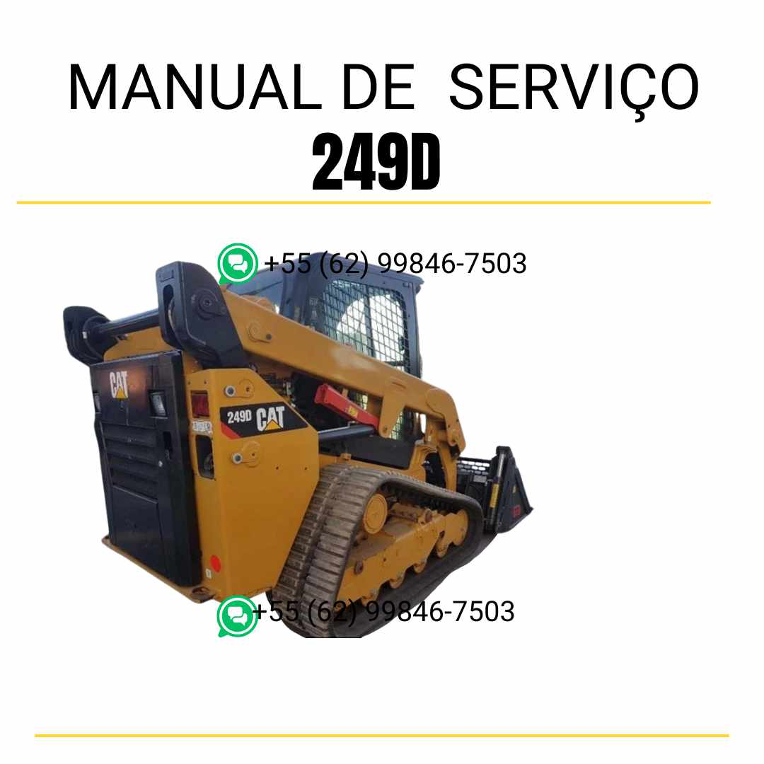 Manual de serviço CATERPILLAR 249D para mini carregadeira compacta, PDF em português com instruções técnicas detalhadas.