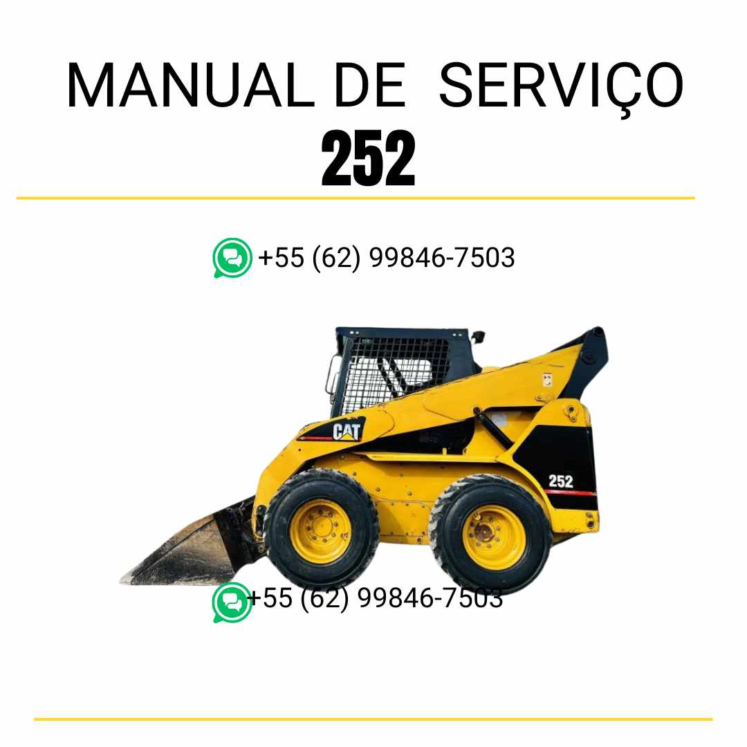 Manual de serviço CATERPILLAR 252 para mini carregadeira, PDF em português com instruções detalhadas de operação e manutenção.