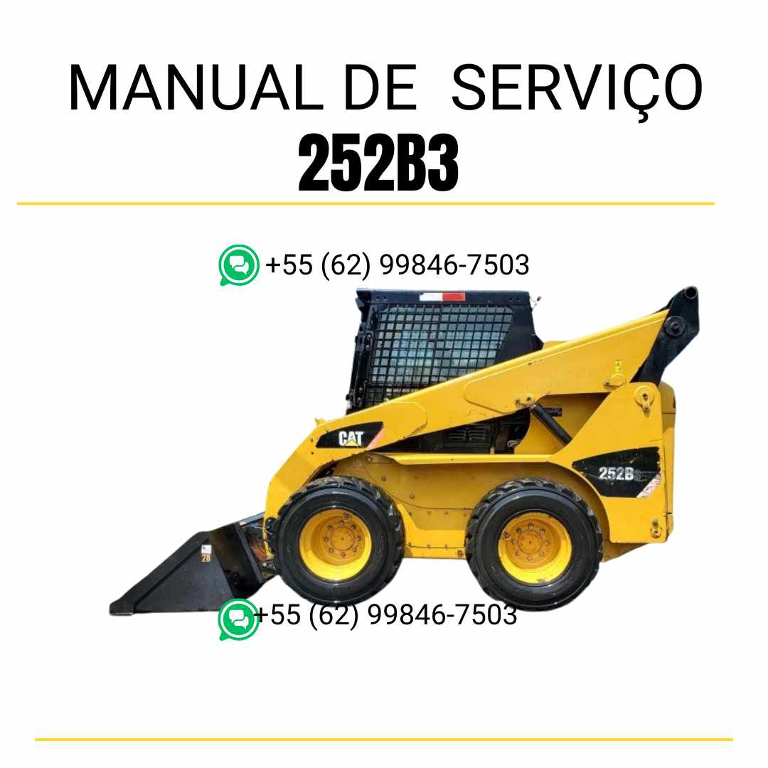 Manual de serviço CATERPILLAR 252B3 para mini carregadeira, PDF em português com instruções completas de operação e manutenção.