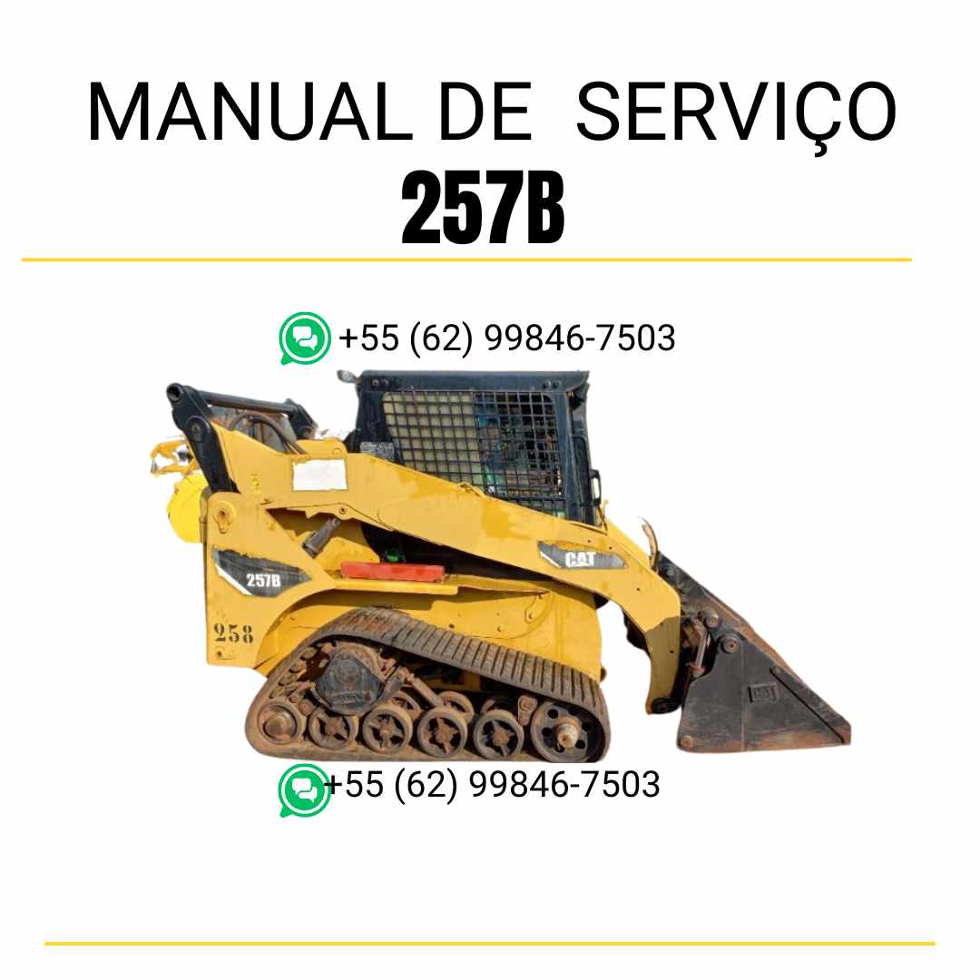 Manual de serviço CATERPILLAR 257B para mini carregadeira, PDF em português com instruções completas de manutenção e operação.