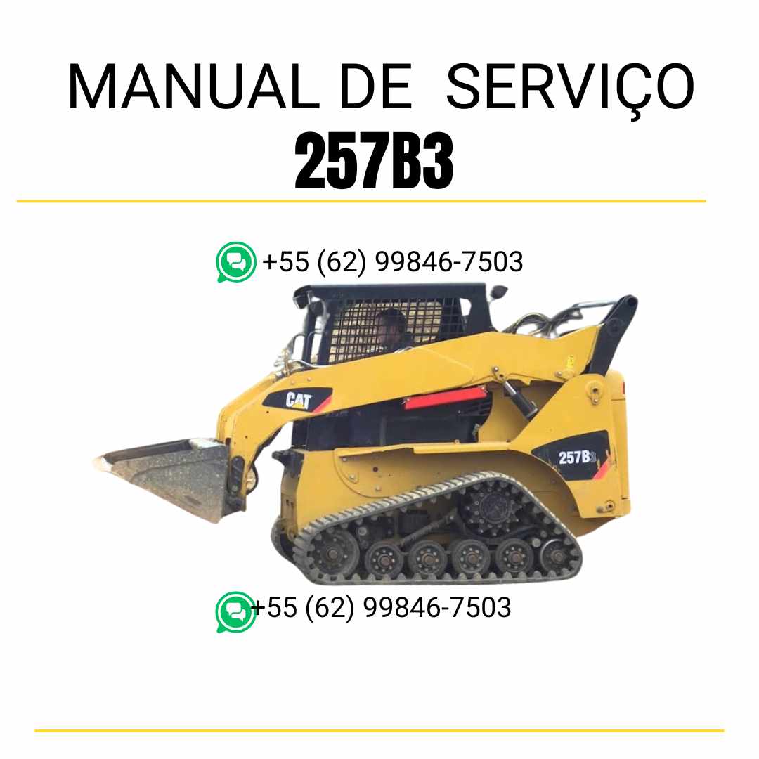Manual de serviço CATERPILLAR 257B3 para mini carregadeira, PDF em português com instruções detalhadas de manutenção e operação.