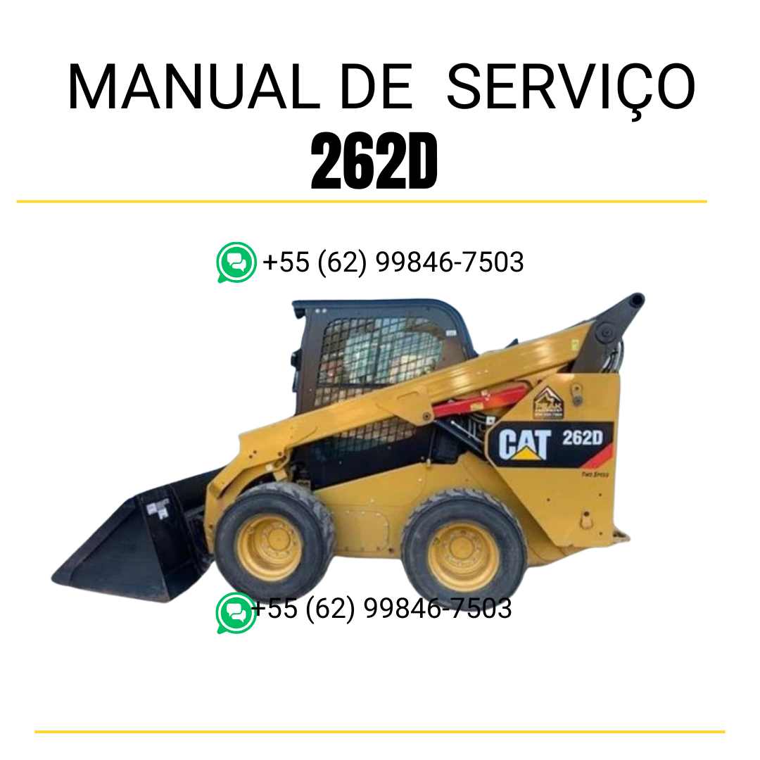 Manual de serviço CATERPILLAR 262D para mini carregadeira, PDF em português com instruções detalhadas de manutenção e operação.