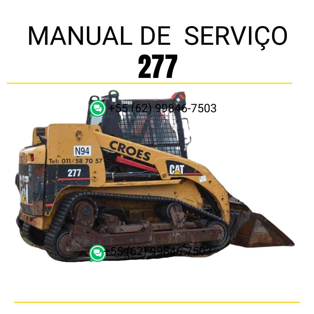 Manual de serviço CATERPILLAR 277 para mini carregadeira, PDF em português com instruções completas de manutenção e operação.