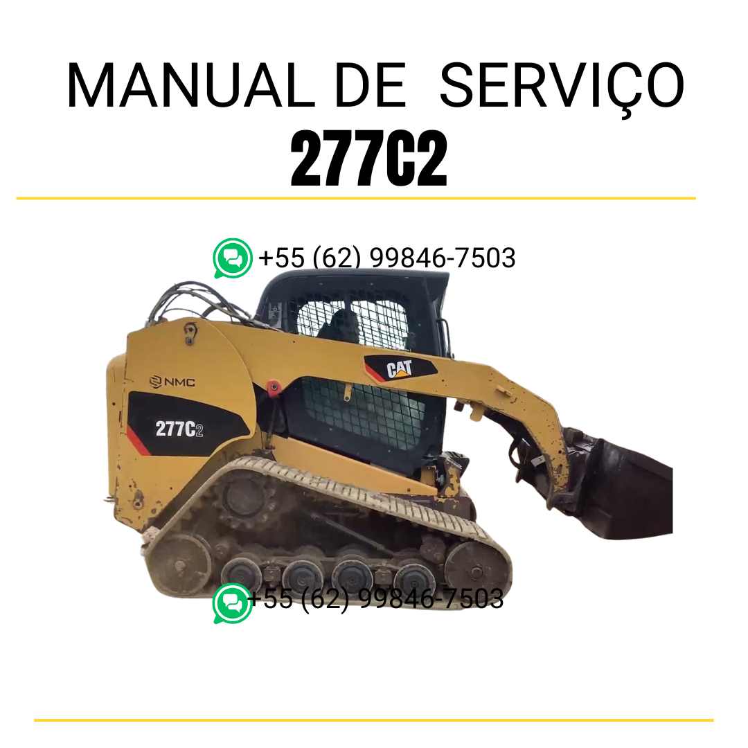 Manual de serviço CATERPILLAR 277C2 para mini carregadeira, PDF em português com instruções detalhadas de manutenção.