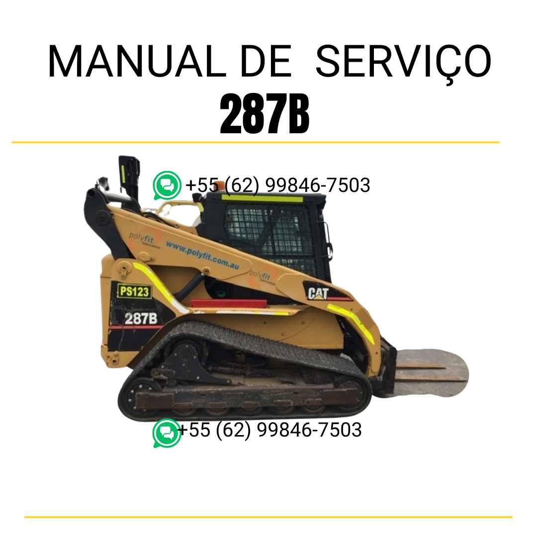 Manual de serviço CATERPILLAR 287B para mini carregadeira, PDF em português com instruções detalhadas de manutenção e operação.