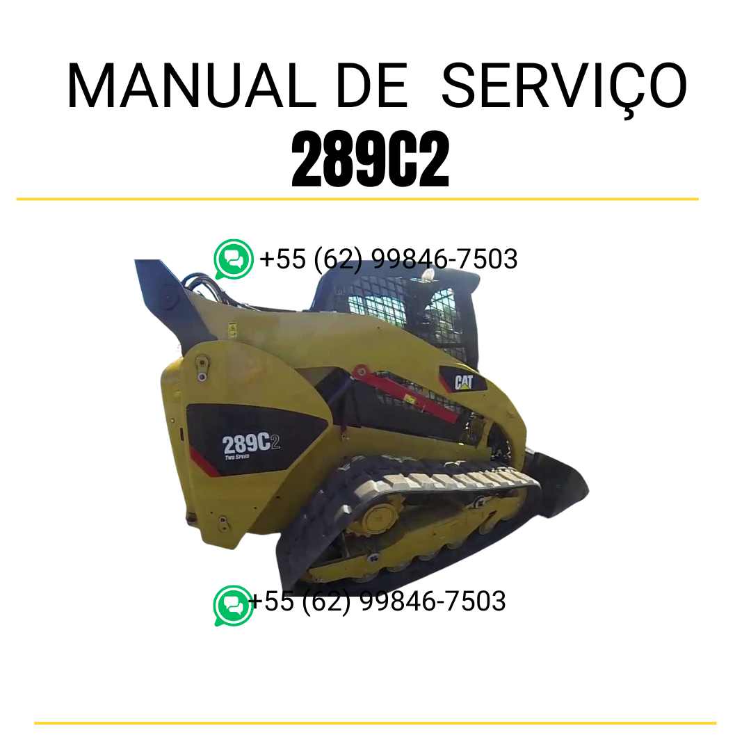 Manual de serviço CATERPILLAR 289C2 para mini carregadeira, PDF em português com instruções completas de manutenção e operação.