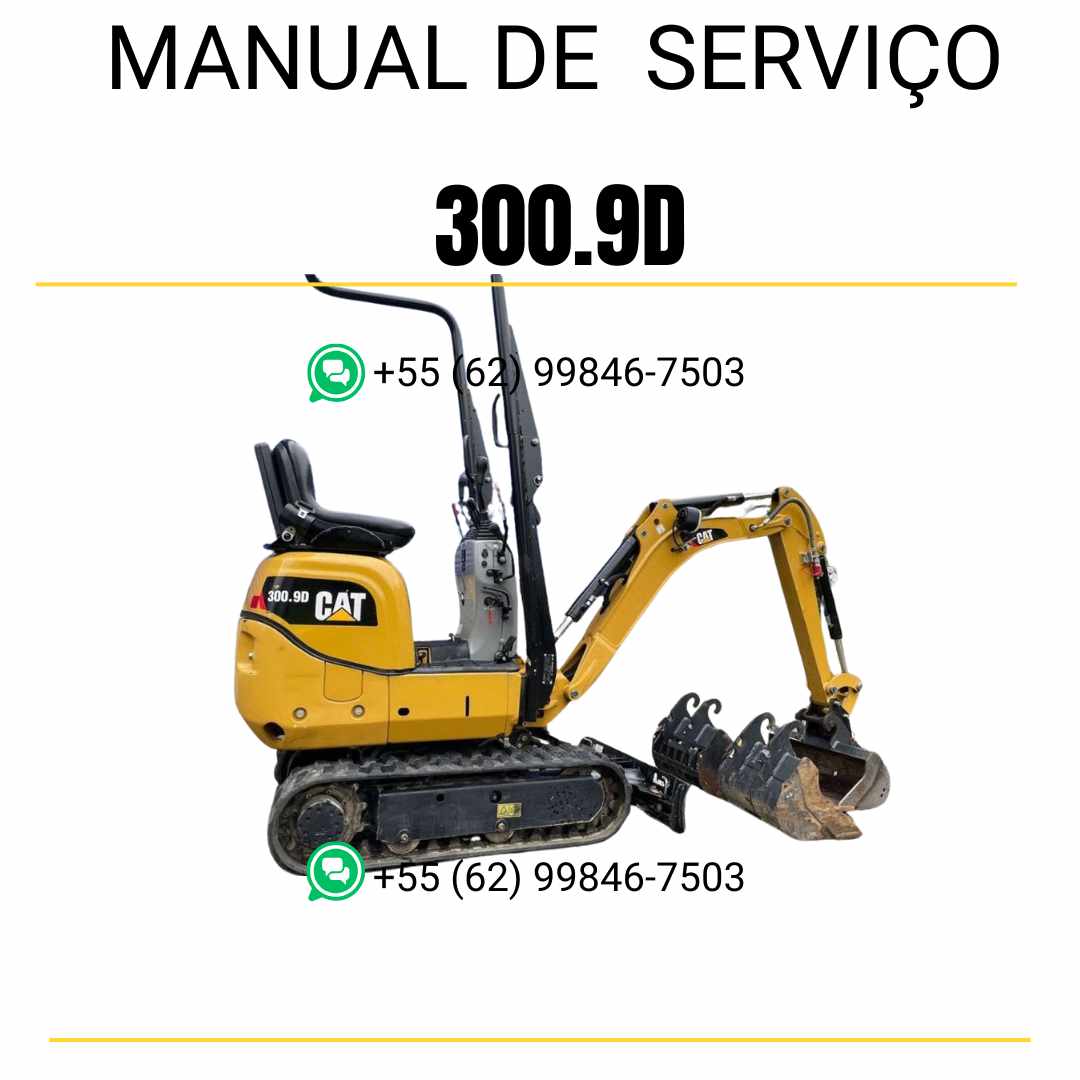 Manual de serviço Caterpillar 300.9D para mini escavadeira hidráulica, PDF em português, completo para manutenção e reparos.