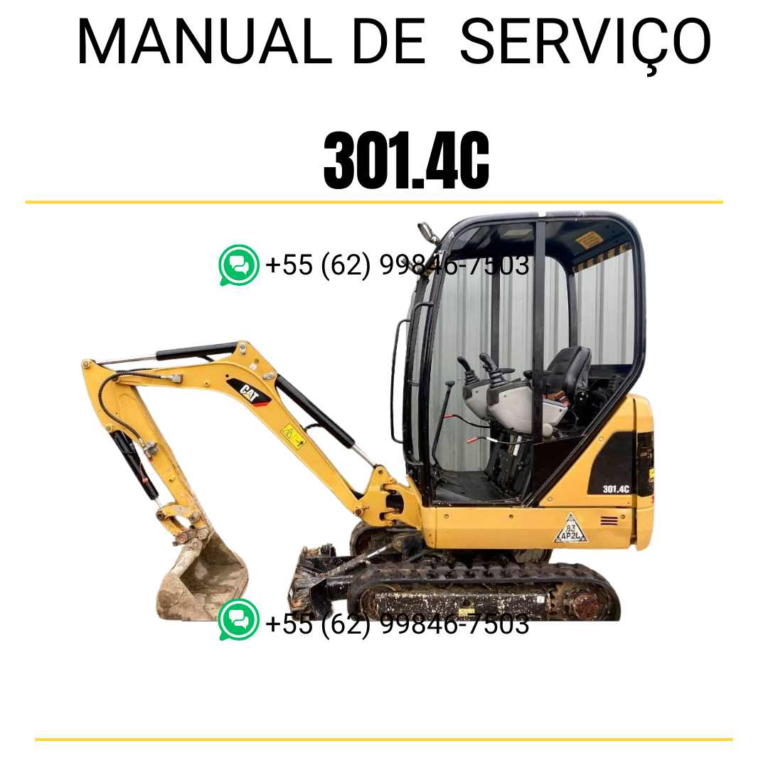 Manual de serviço Caterpillar 301.4C para mini escavadeira hidráulica, PDF em português, completo para manutenção e reparos.
