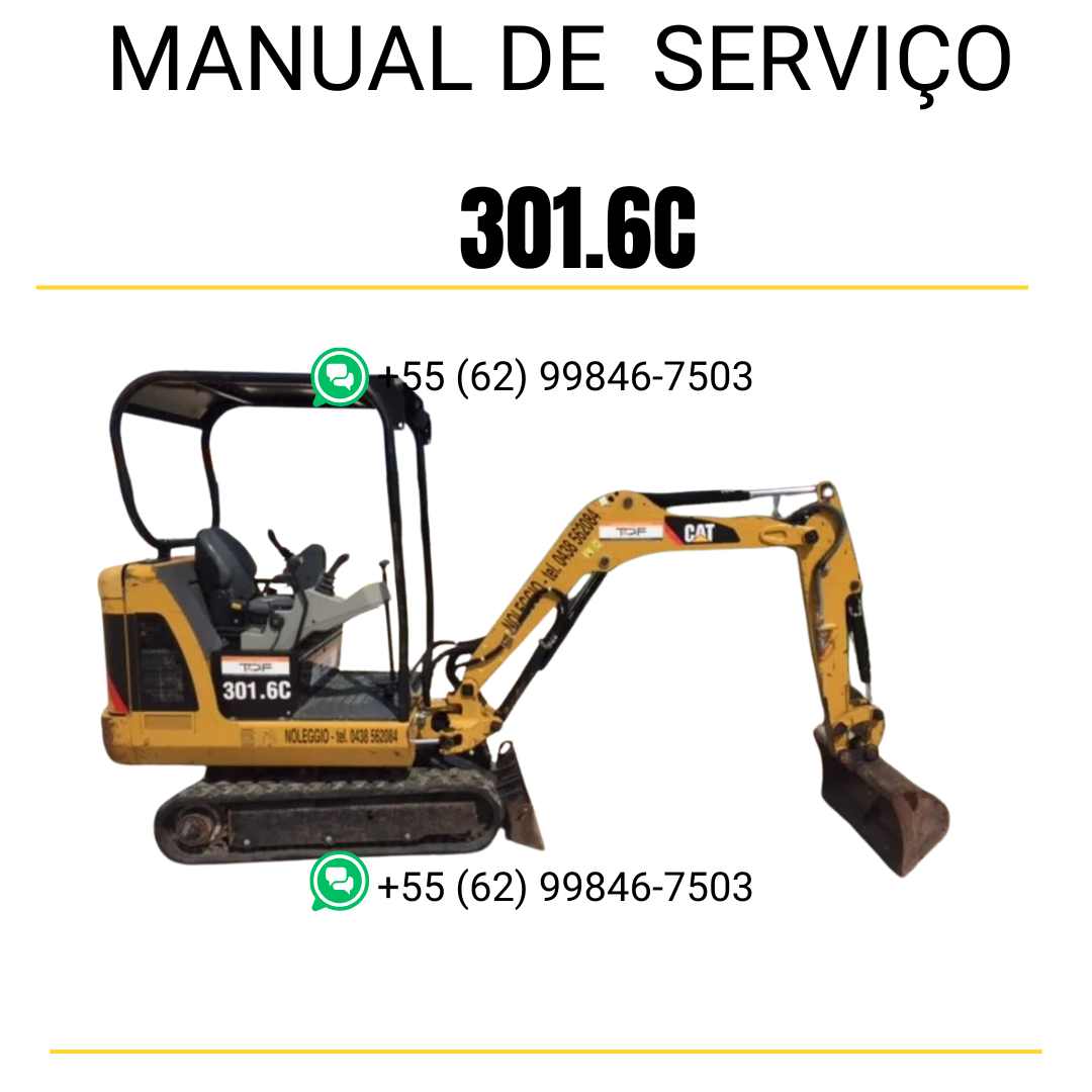 Manual de serviço Caterpillar 301.6C para mini escavadeira hidráulica, PDF em português, completo para manutenção e reparos.