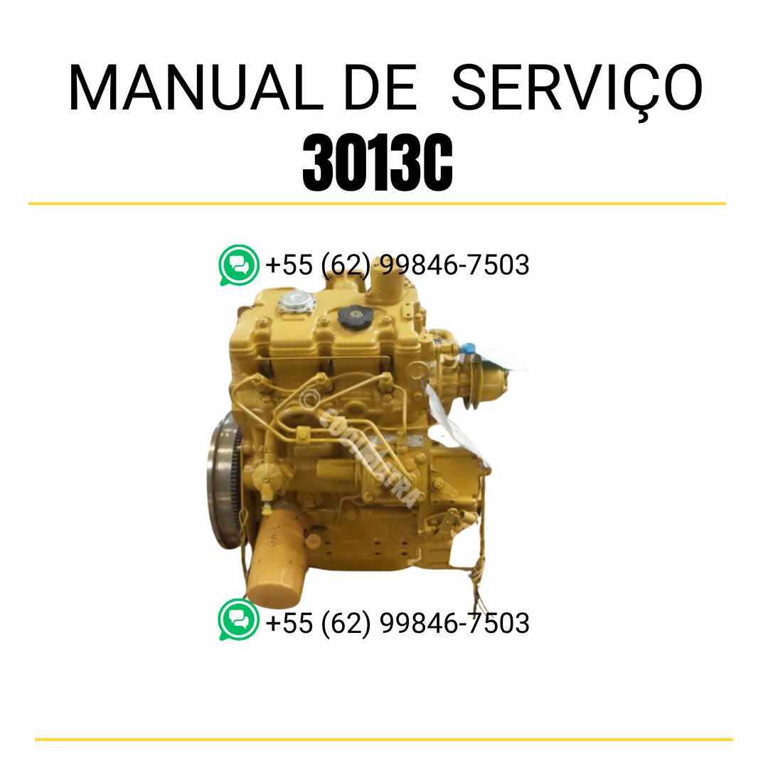 Manual de serviço em PDF do motor industrial Caterpillar 3013C para máquinas pesadas, guia técnico completo com instruções práticas de manutenção e reparos