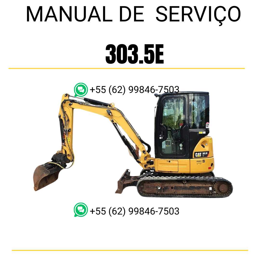 Manual de serviço Caterpillar 303.5E para mini escavadeira hidráulica, PDF em português
