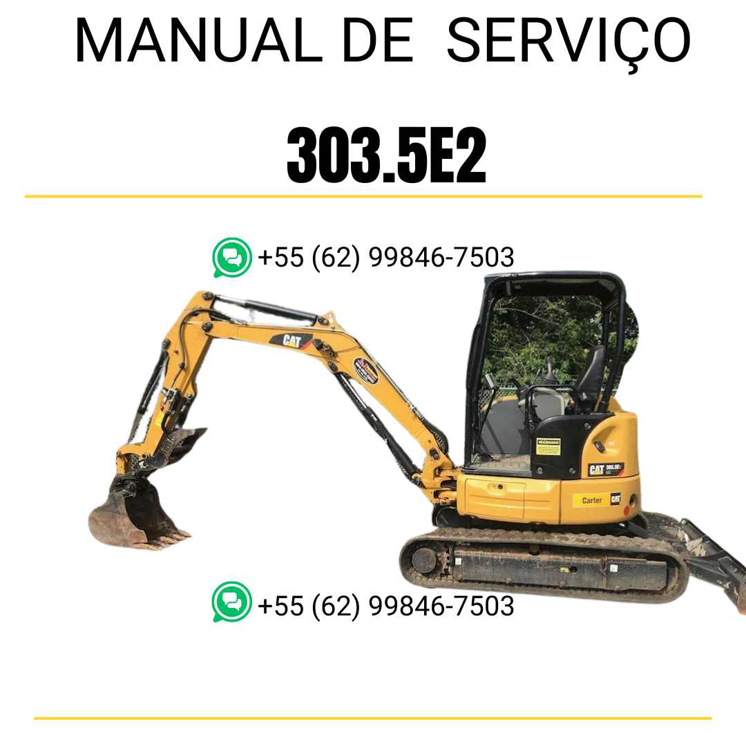 Manual de serviço Caterpillar 303.5E2 para mini escavadeira hidráulica, PDF em português
