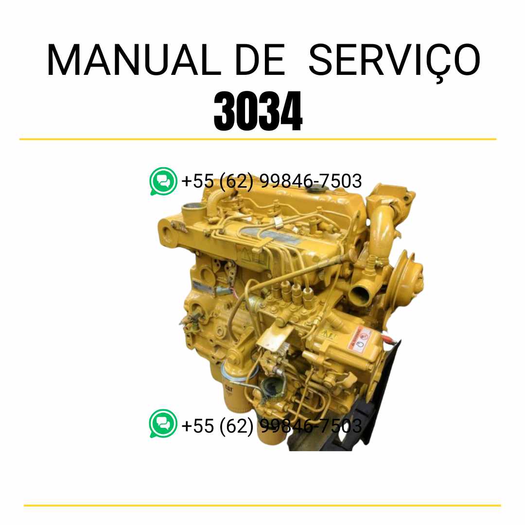 Manual de serviço em PDF do motor industrial Caterpillar 3034 para máquinas pesadas, guia técnico completo com instruções práticas de manutenção e reparos
