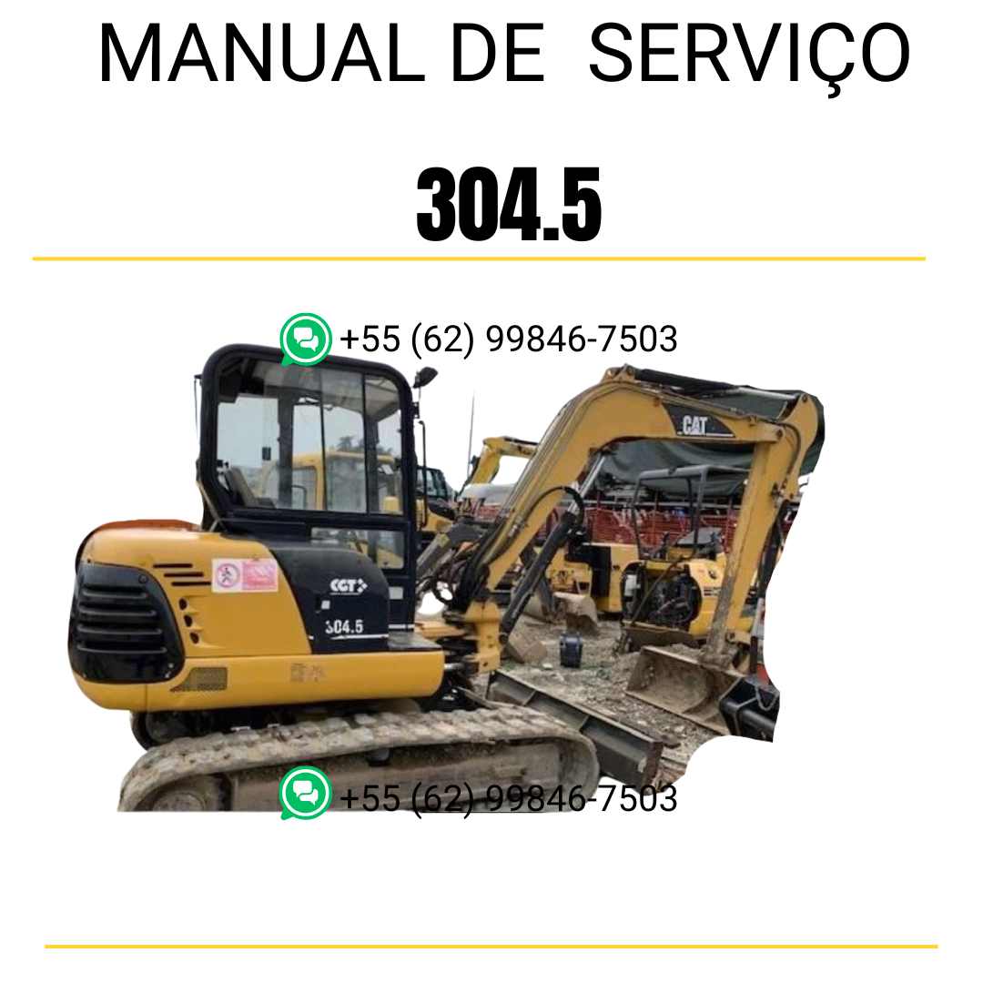 Manual de serviço Caterpillar 304.5 para mini escavadeira hidráulica, PDF em português
